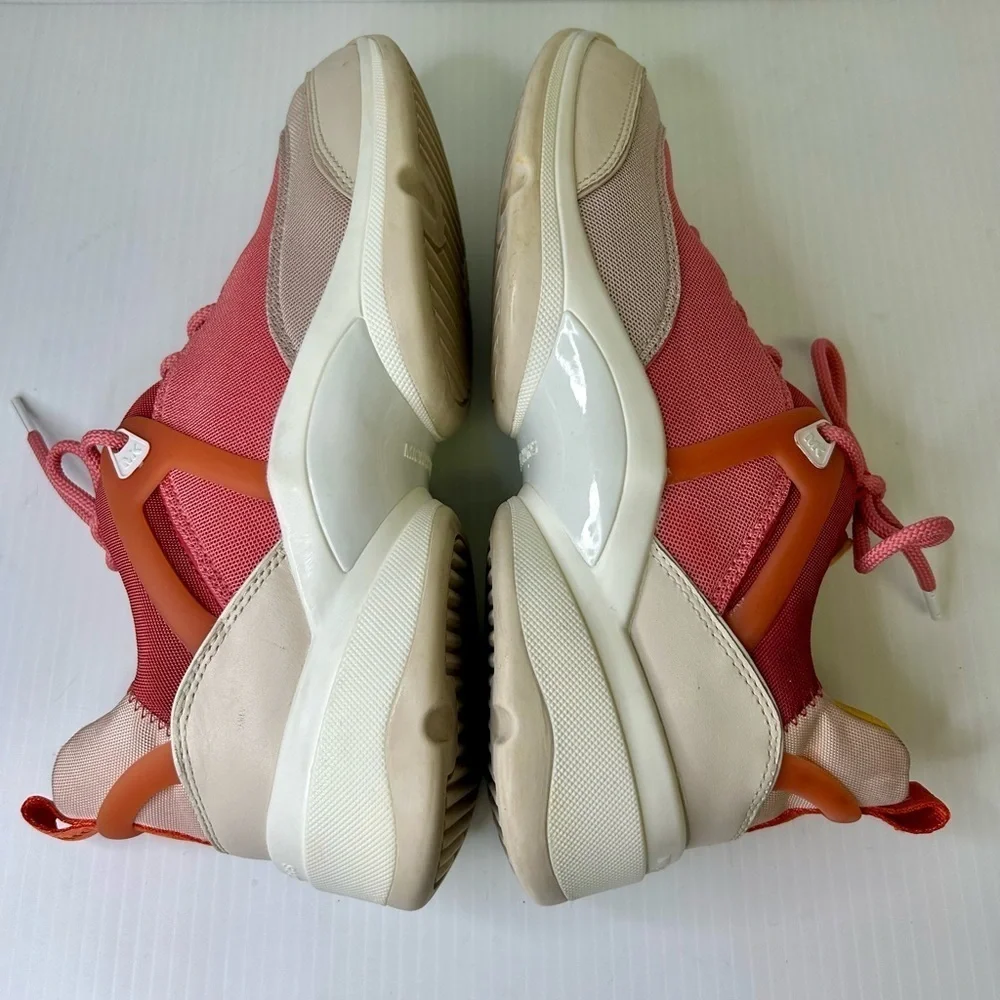 “Michael Kors” Women's Coral Pink Canvas & Leather Sneakers Size 10